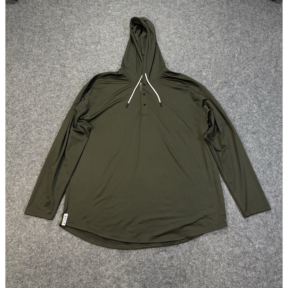 BYLT The Circuit Hoodie Men’s Size 2XL Henley Pullover Performance Green